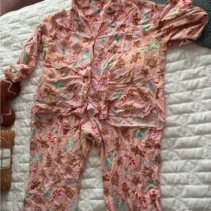 Old Navy Pink Gingerbread Flannel Pajamas